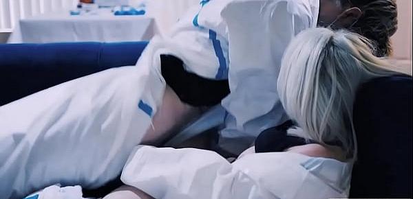  Blonde fucking her bf in protective gear